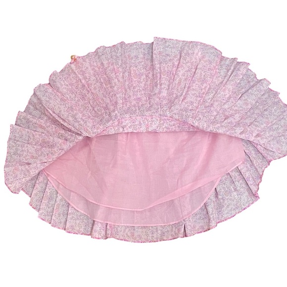 LoveShackFancy Ruffled Two Tier Mini Skirt in Exploded Pink  Floral Size M - Picture 7 of 12